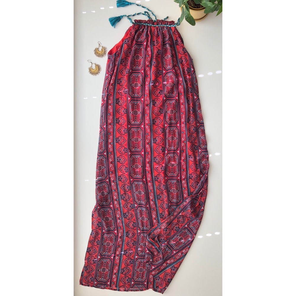 💐SALE! Pink & Red Boho Floral Maxi Dress 🌺